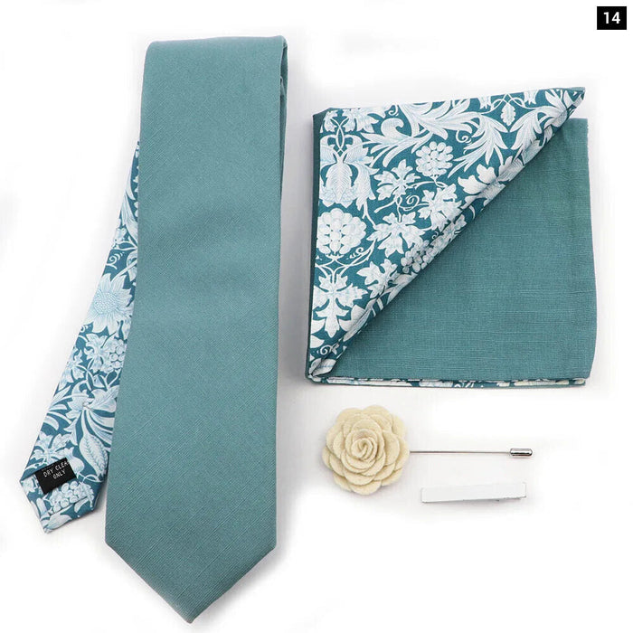 Floral Plaid Cotton Tie Set For Parties And Daily Wear