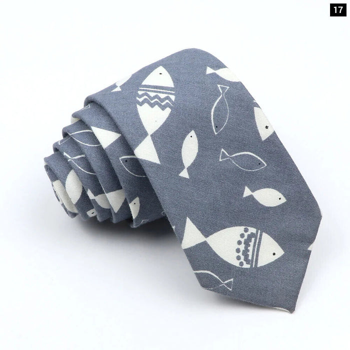 Cartoon Neck Ties For Men Slim Casual Cotton For Weddings And Parties