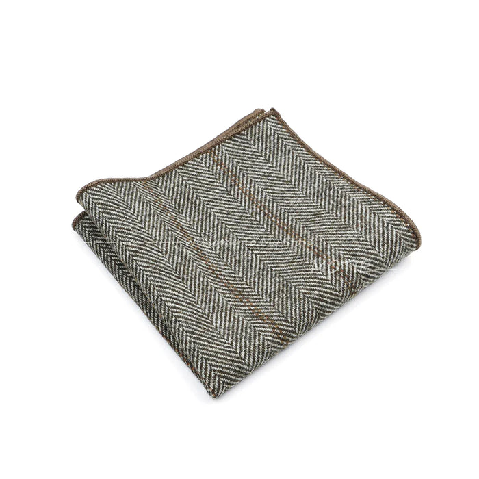 Classic Plaid Striped Pocket Square Mens Wool Handkerchief In Brown Grey For Weddings And Gifts