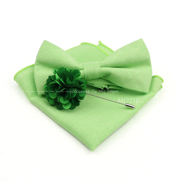 Design Cotton Handkerchief Set Adult And Kids Butterfly Bowtie Cufflink Brooch Party Suit Accessories