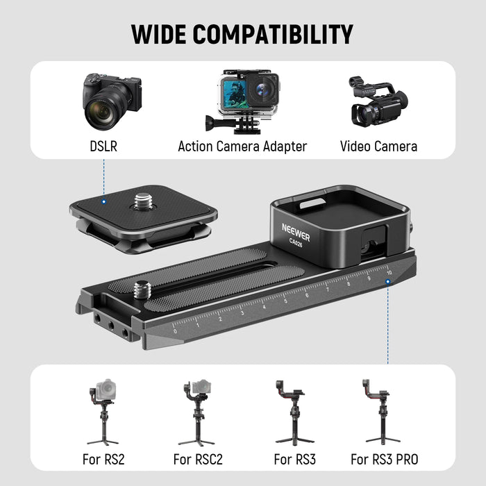 Adjustable Arca Quick Release System For Handheld Gimbals 1/25Mm Lens Support Auto Lock Square Qr Plate