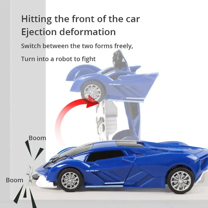 Transforming Police Car Toy For Boys Blue Inertia Impact Design