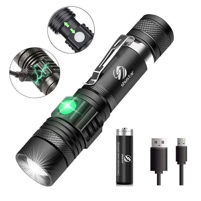 Multi Function USB Charger High Power Zoomable Waterproof  Flashlights Torch With T6 LED Lamp