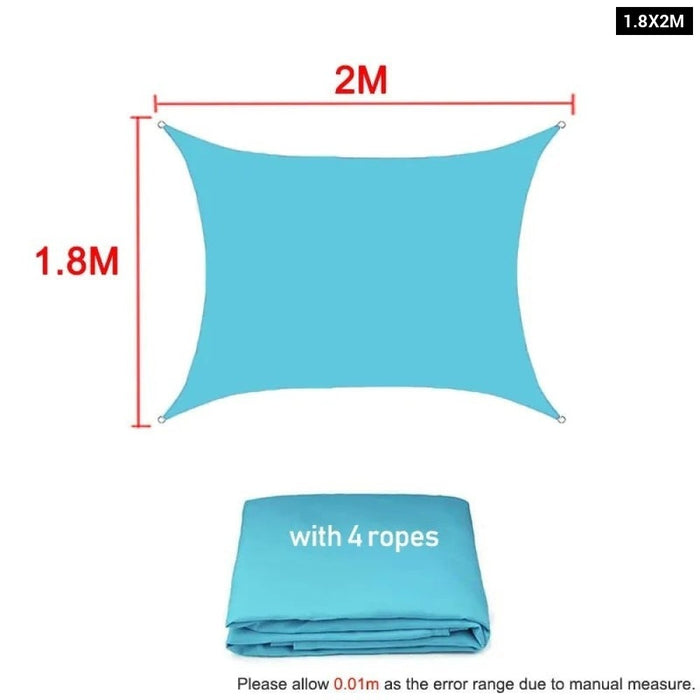 Waterproof Skyblue Square Rectangle Shade Sail Garden Terrace Canopy Swimming Sun Shade Sail Awning 420D