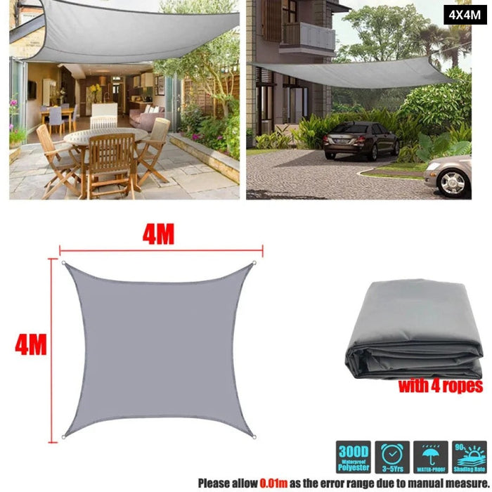 Waterproof Polyester Square Rectangle Shade Sail Garden Terrace Canopy Swimming Sun Shade Awning 285Gsm