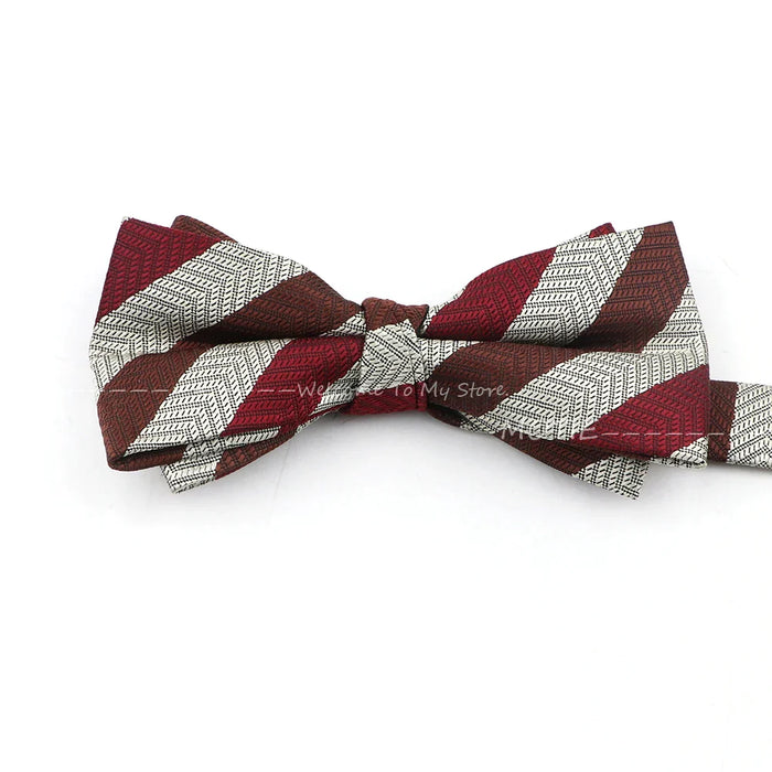 Brown Striped Bowtie For Weddings And Parties