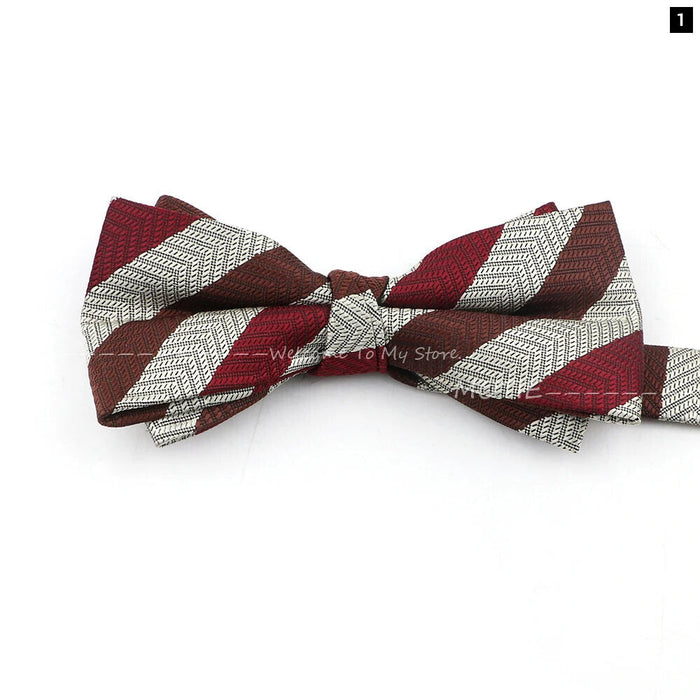 Brown Striped Bowtie For Weddings And Parties