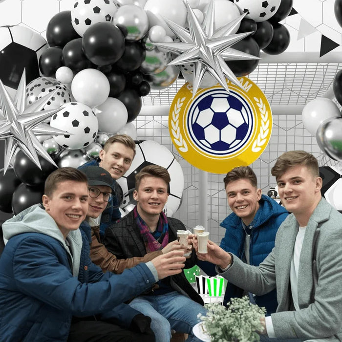 131Pcs Football Balloon Arch Balloon Arch Wreath Football Printed Balloon Birthday Sports Football Fan Themed Party Decoration