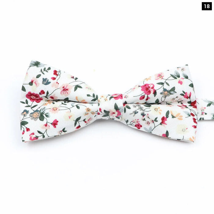 Colourful Floral Bow Ties Fashion Cotton Print For Mens Wedding And Business Suits