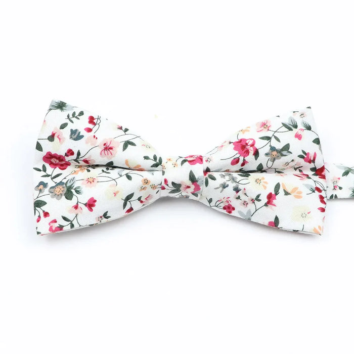 Colourful Floral Bow Ties Fashion Cotton Print For Mens Wedding And Business Suits