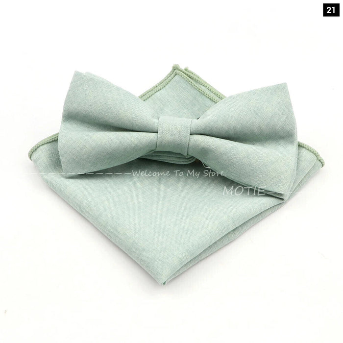 Design Cotton Handkerchief Set Adult And Kids Butterfly Bowtie Cufflink Brooch Party Suit Accessories