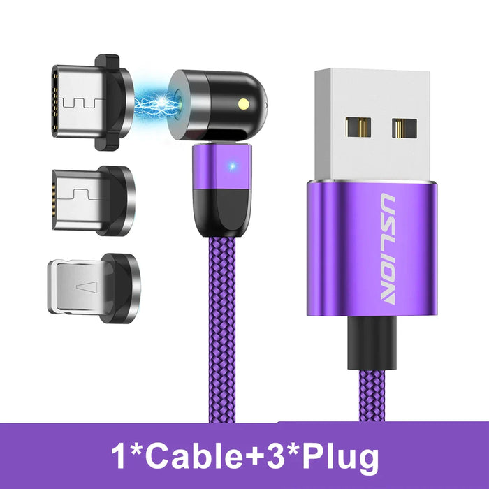 3 In 1 Magnetic Usb Fast Charging Cable With 540 Degree Rotation