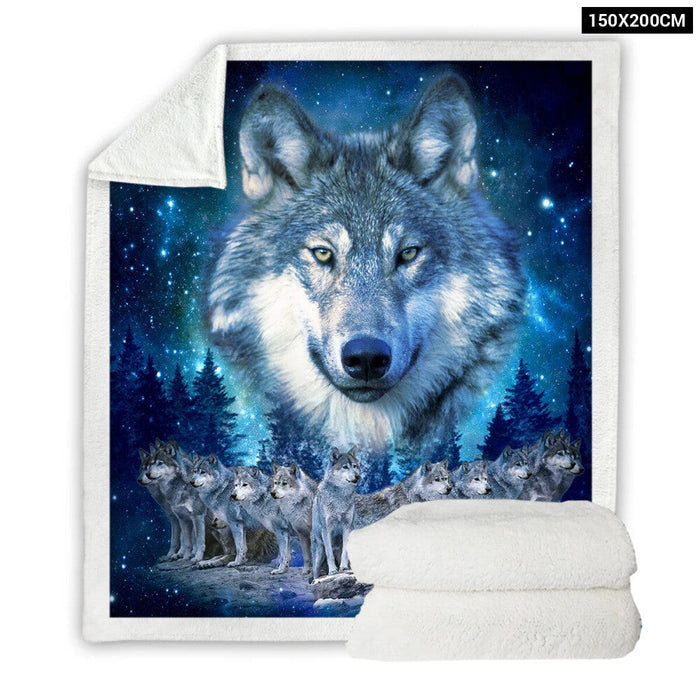 Wolf Print Throw Blanket Soft Sherpa For Couch Or Bed