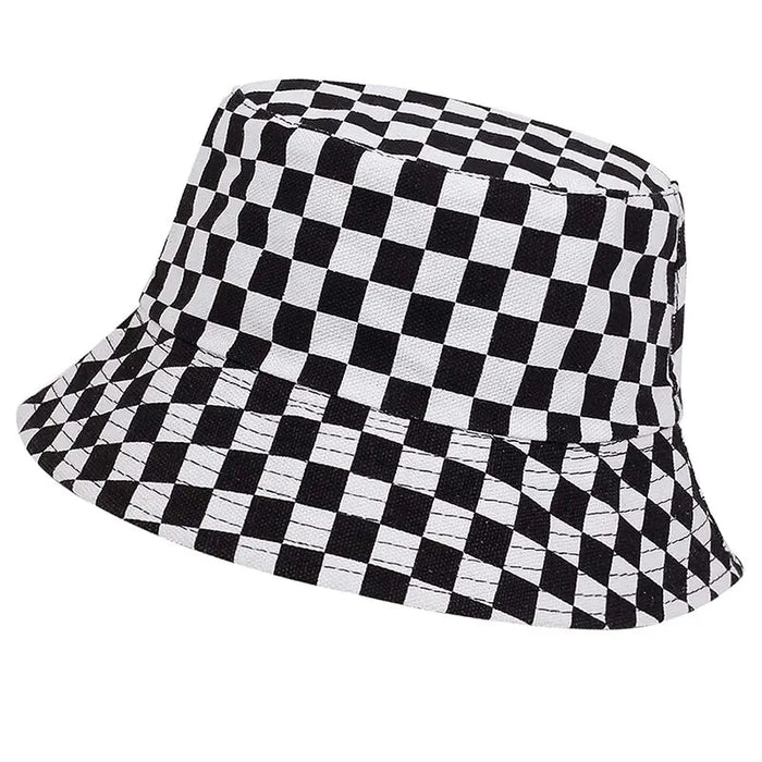 Checkered Bucket Hat For Outdoor Sun Protection