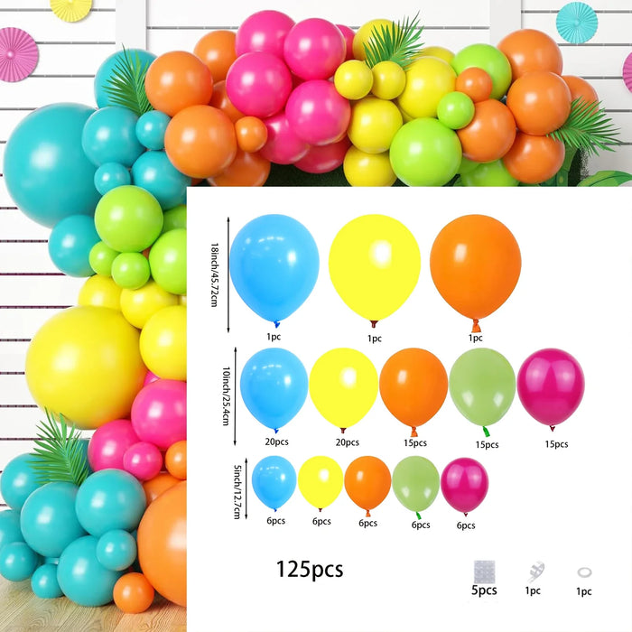 Summer Tropical Balloon Arch Set Rainbow Balloon Garland Set Perfect For Hawaiian Pool Party Decorations