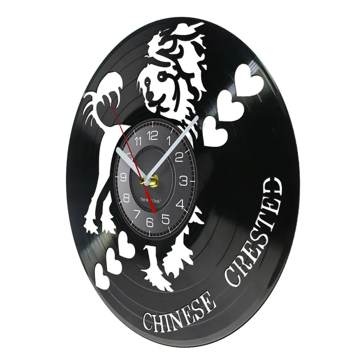 Chic Chinese Crested Dog Wall Clock