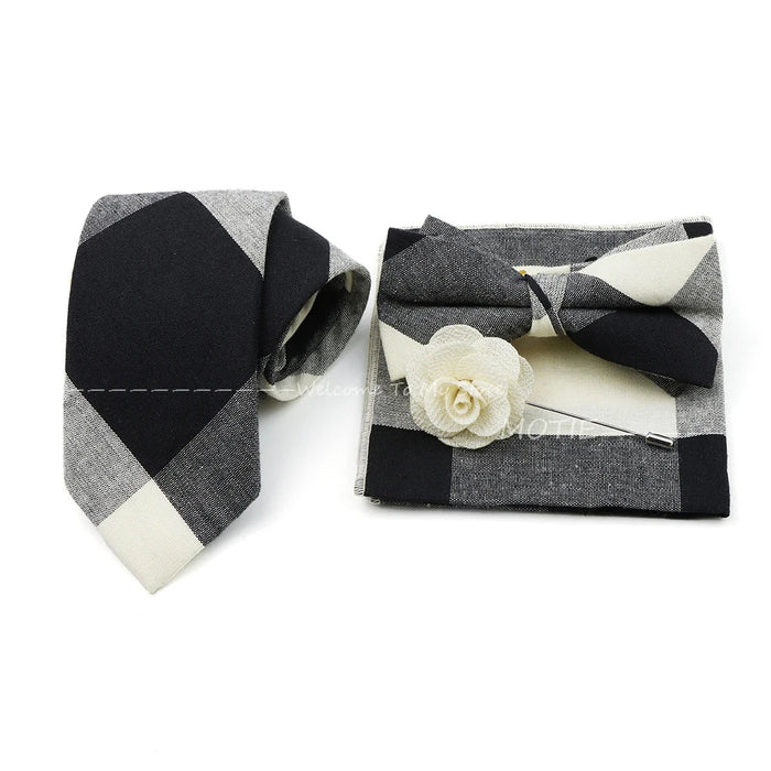 Classic Cotton Striped Necktie Set For Groom Business Or Wedding