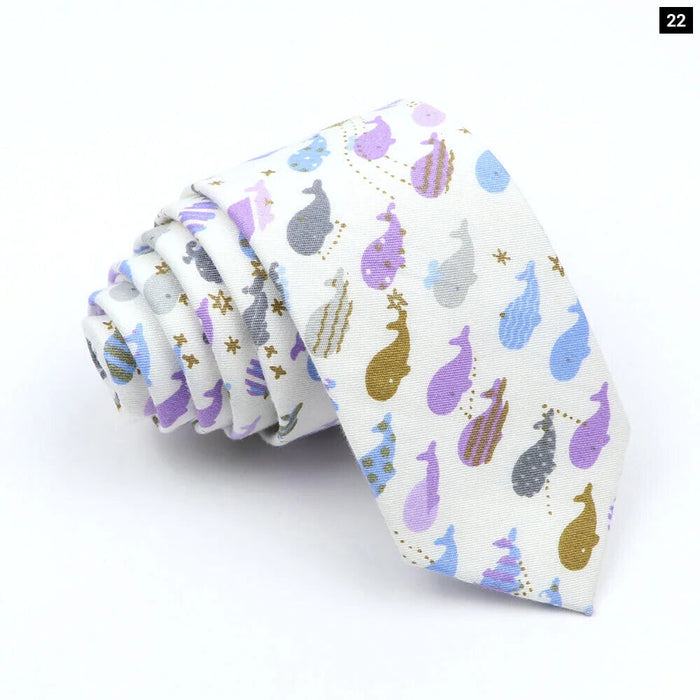 Cartoon Neck Ties For Men Slim Casual Cotton For Weddings And Parties