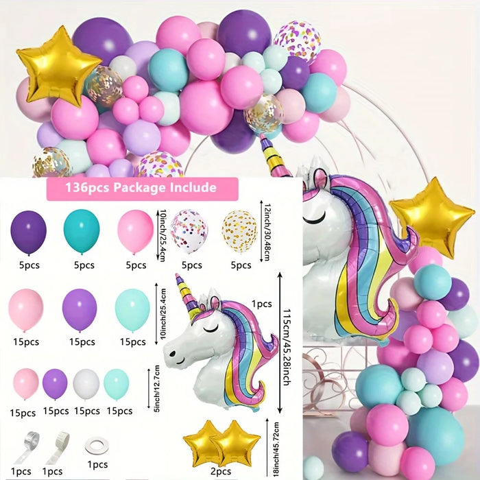 136Pcs Cartoon Balloon Wreath Arch Kit Wedding Birthday Party Anniversary Graduation Dress Holiday Celebration Decoration