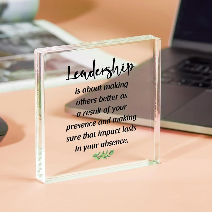 Clear Acrylic Desktop Sign For Co Worker Resignation & Home Office Decor