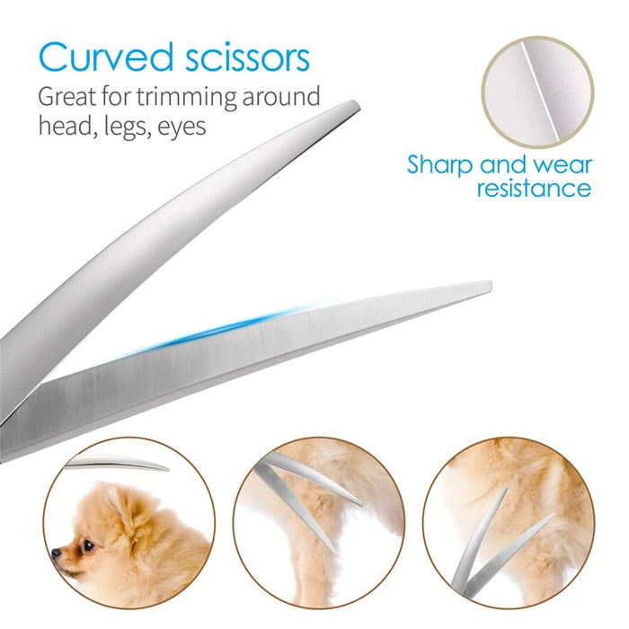 Professional Pet Scissors For Dog Cat Super Sharp 7 Inch Long Curved Puppy Grooming Tool Stainless Steel Shears Cutter