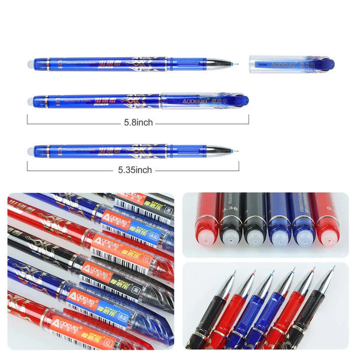 57 Pieces Erasable Gel Pens Set 0.5Mm Black Blue Refills Washable Handle