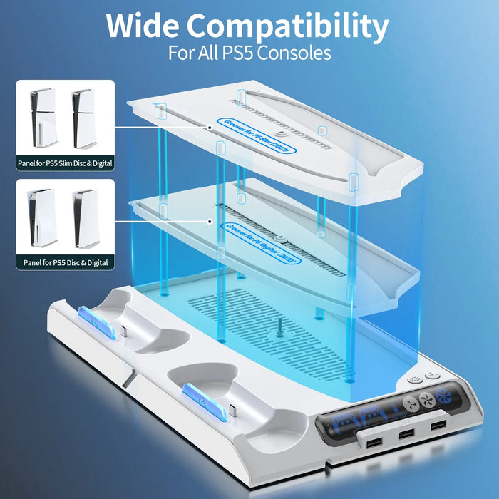 Auto Turbofan Cooling Stand For Ps5/Ps5 Slim 3 Speed Control