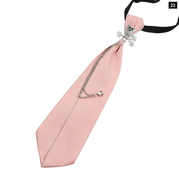 2 Pcs Pink Sage Green Ribbon Brooch Tie Set For Men Women And School Uniforms