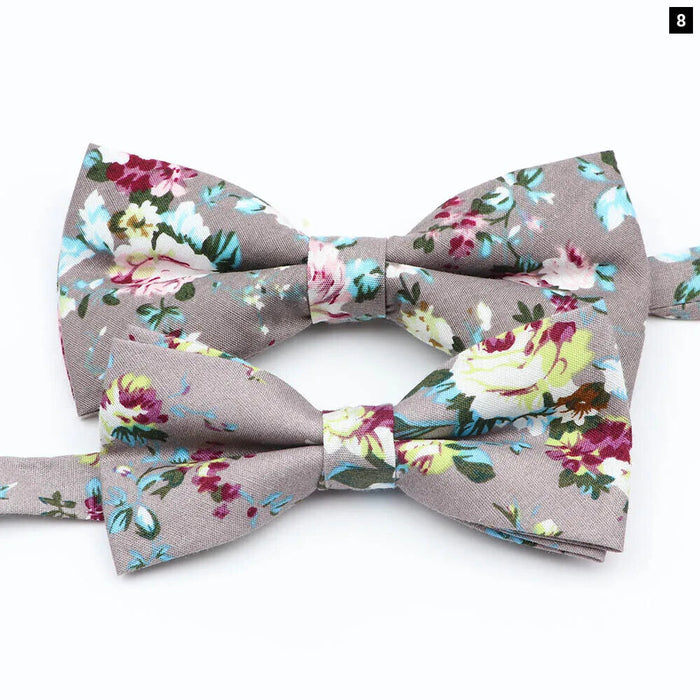 Colourful Floral Bow Ties Fashionable Cotton For Weddings And Parties