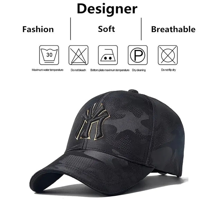 Embroidered Camo Baseball Hat For Outdoor Wear