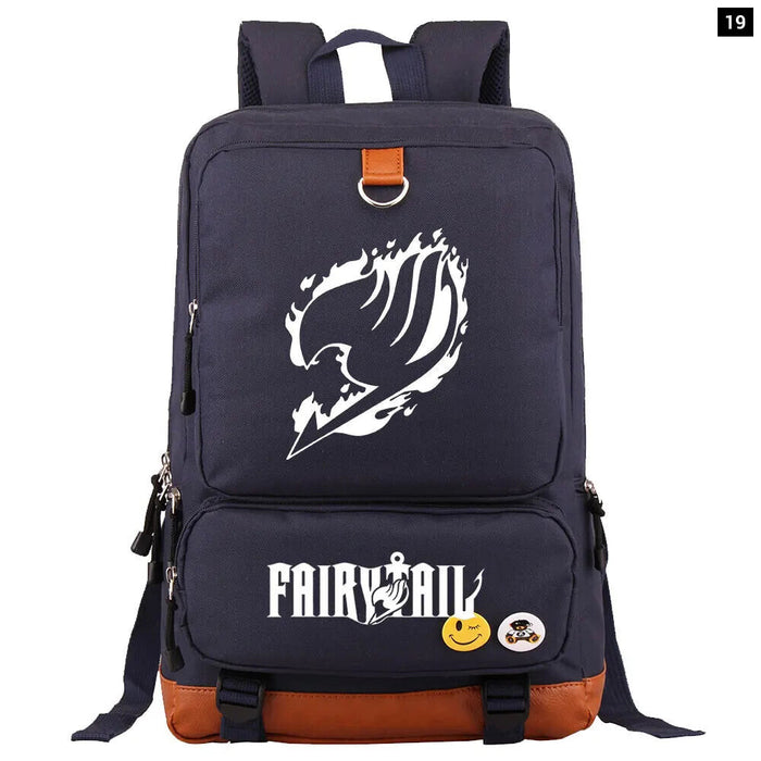 Fairy Tail Anime School Backpack For Kids Teens And Students Canvas Book Bag With Laptop Compartment For Boys And Girls
