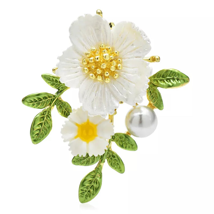 Sakura Flower Brooch Enamel Pearl Romantic Peach Blossom Party