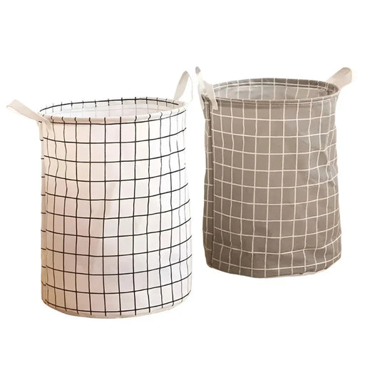 Large Foldable Plaid Fabric Laundry Basket