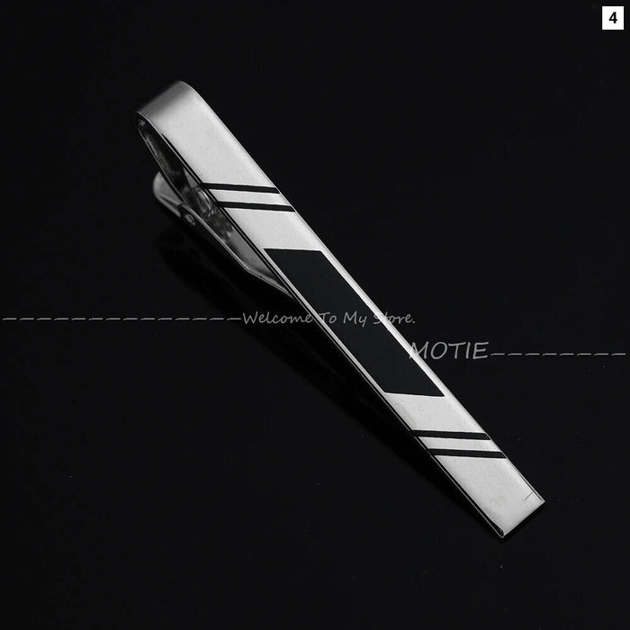 Golden Stripe Metal Necktie Clip Business And Party Accessory