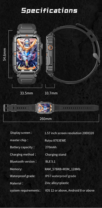 1.57-inch Full Touch Screen Rugged Proof Heart Rate Monitor