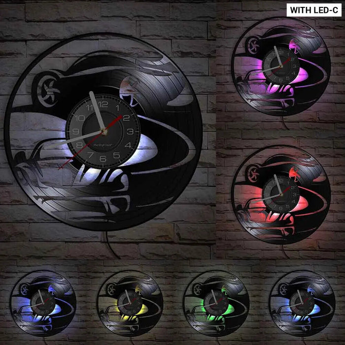 Supercar Drifting Vinyl Record Wall Clock