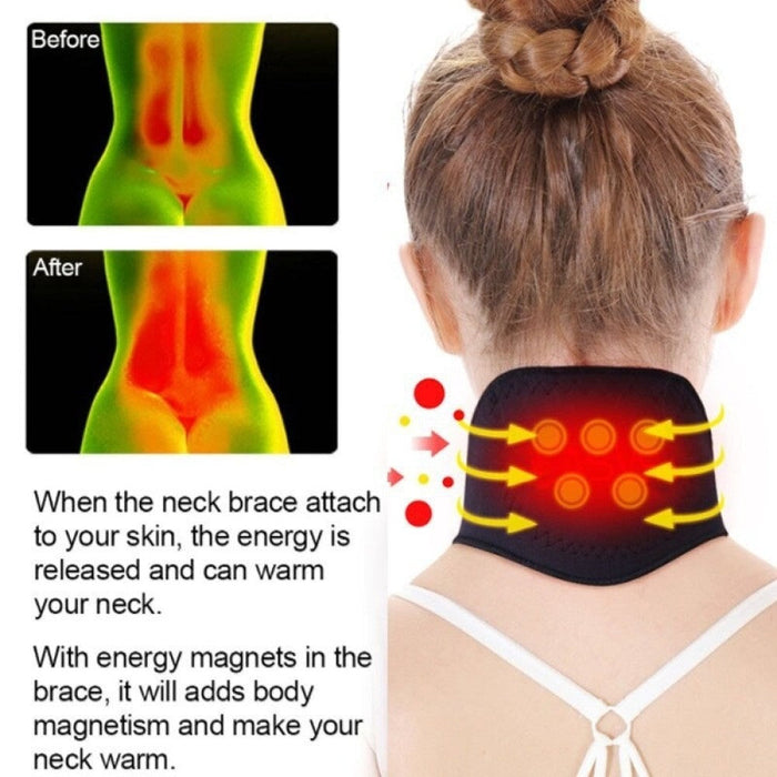 Self Heating Magnetic Therapy Neck Wrap Belt For Pain Relief Cervical Vertebra