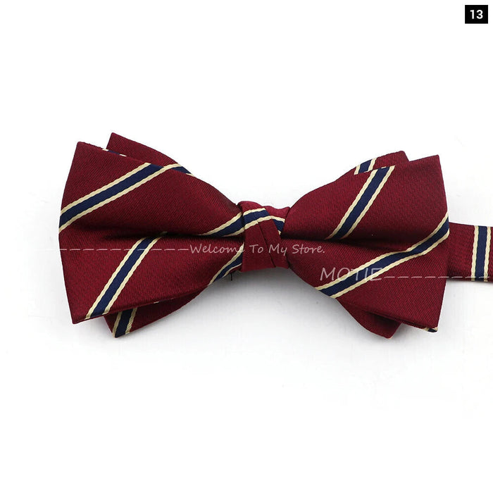 Brown Striped Bowtie For Weddings And Parties