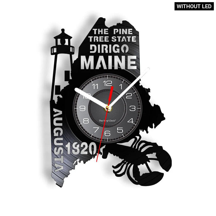 Maine State Vinyl Record Clock