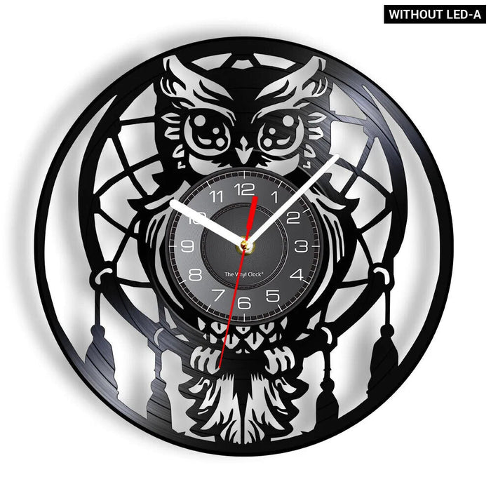 Vinyl Record Owl Wall Clock