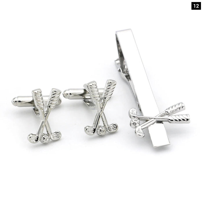 Anchored Style Tie Clip Set With Beard Scissors Pattern Mens Jewelry