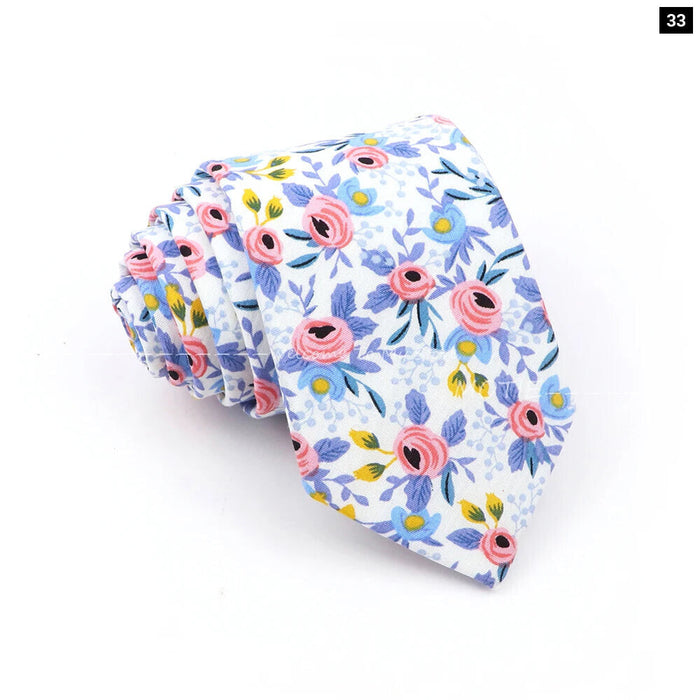 Blue Floral Cotton Ties For Weddings Business And Daily Wear