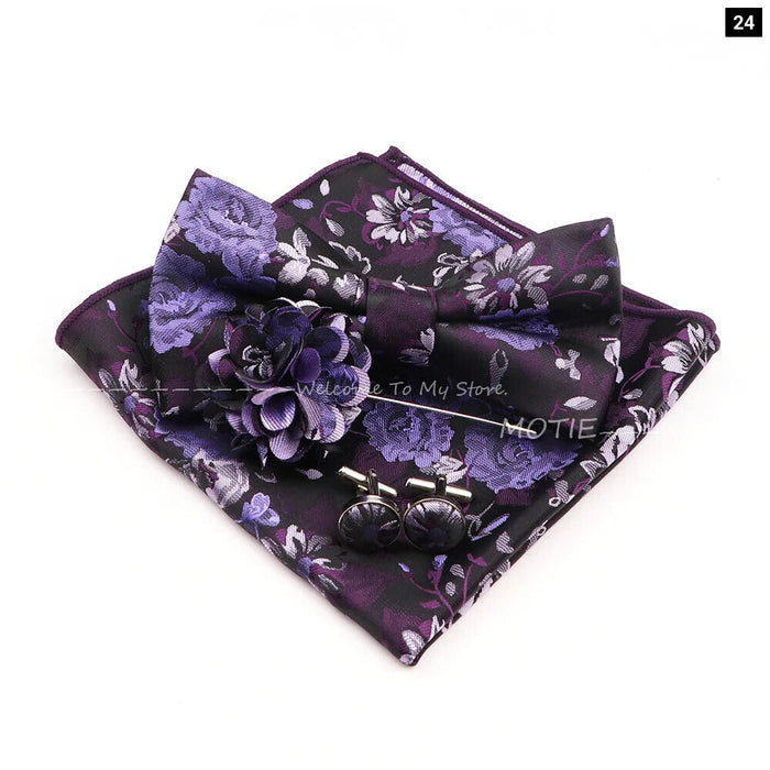 Gracefully Polyester Handkerchief Set Purple Blue Floral Butterfly For Parties And Gifts