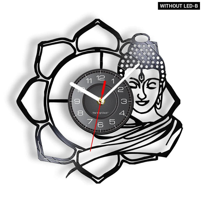 Buddha Lotus Vinyl Record Clock For Spa Decor