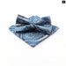 Blue Paisley Bowtie Set Polyester Skinny Pocket Square