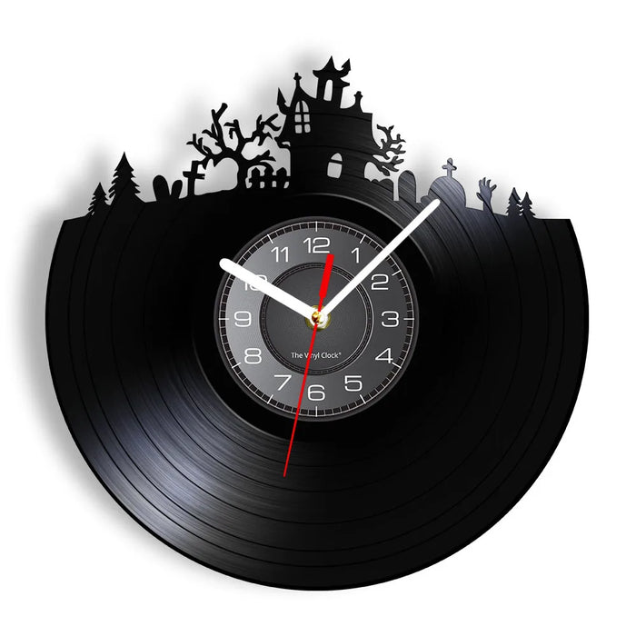 Spooky Halloween Vinyl Record Wall Clock