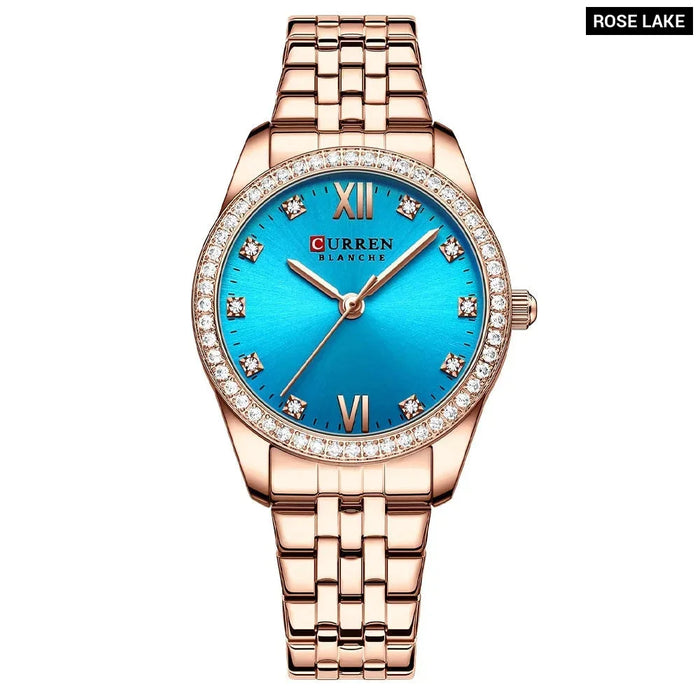 Stainless Steel Slim Rhinestone Dial Classy Dress Watches For Women