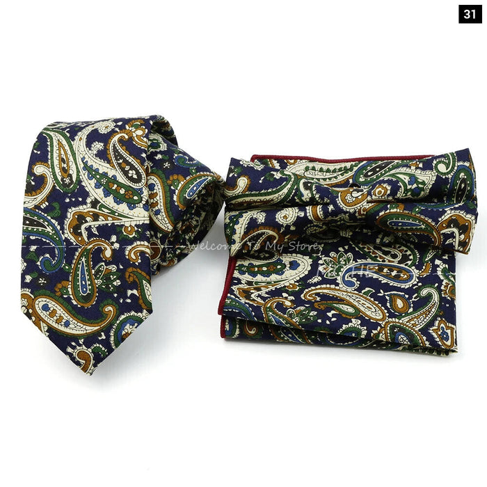 Floral Tie And Handkerchief Set For Business And Weddings