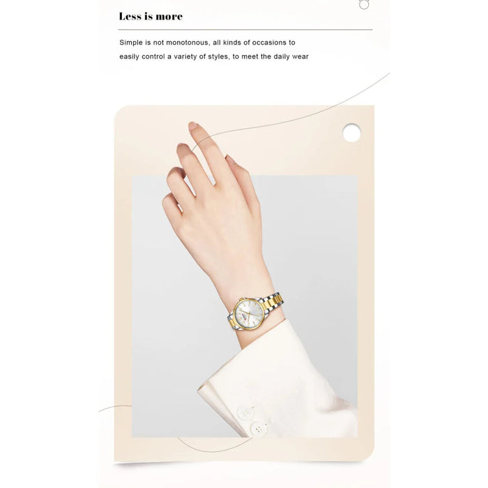 Simple Elegant Stainless Steel Quartz Wristwatches With Luminous Hands For Women