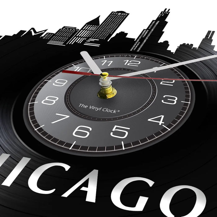 Chicago Skyline Vinyl Record Wall Clock